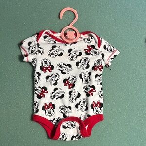 Disney Minnie Mouse Red and White Baby Onesie